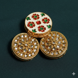 4 Pcs, Kundan Connectors Round Golden