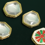 4 Pcs, 26mm Kundan Connectors Golden