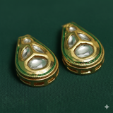 2 Pcs, 20x15mm Kundan Connectors Golden