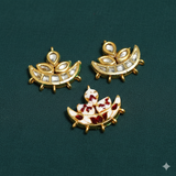 4 Pcs, 26x25mm Kundan Connectors Golden