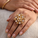 Golden Adjustable Kundan Finger Rings
