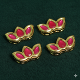 4 Pcs, 12x24mm, Kundan Spacer Connectors Golden