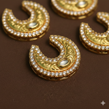 4 Pcs, 22mm, Kundan Chandbali Earrings Components & Connectors Golden