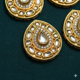 4 Pcs, 30x5mm, Kundan Connectors Golden