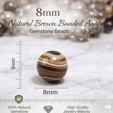 1 String 8mm Natural Brown Hakik Gemstone Beads