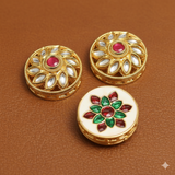 4 Pcs, 24mm Kundan Connectors Golden