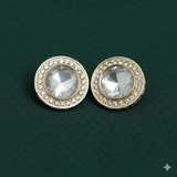 4 Pcs, 24mm AD Stone Kundan Spacer Connectors Golden