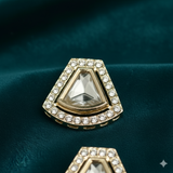 4 Pcs, 22x24mm AD Stone Kundan Spacer Connectors Golden