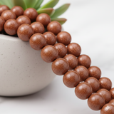 7mm Round Gold Sand Stone Beads Brown