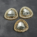 4 Pcs 27x27mm AD Stone Kundan Spacer Connectors Golden