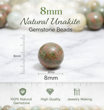1 String 8mm Round Unakite Gemstone Beads
