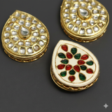 4 Pcs, 39x31mm Kundan  Spacer Connectors Golden