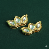 4 Pcs, 12x24mm, Kundan Spacer Connectors Golden