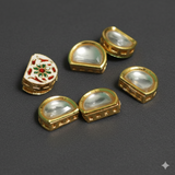 10 Pcs, 17x14mm, Kundan Connectors Golden