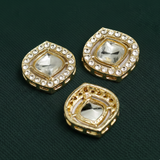 4 Pcs 19x21mm AD Stone Kundan Spacer Connectors Golden