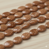 8x5mm Oval Gold Sand Stone Beads Brown