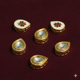 10 Pcs, 16x13mm, Kundan Connectors Golden