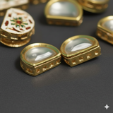 10 Pcs, 17x14mm, Kundan Connectors Golden