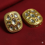 4 Pcs, 22x18mm  Kundan Connectors Golden