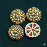 4 Pcs, 30mm, Kundan Connectors Golden