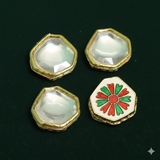 4 Pcs, 26mm Kundan Connectors Golden