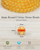1 String 8mm Round Shape Citrine Gemstone Beads