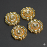 4 Pcs, 25mm, Kundan Connectors Golden