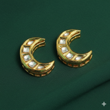 4 Pcs, 21x15mm  Kundan Chandbali Earrings Components & Connectors Golden