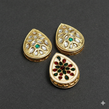 4 Pcs, 29x22mm Kundan Connectors Golden