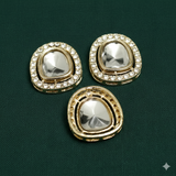 4 Pcs, 24x21mm AD Stone Kundan Spacer Connectors Golden