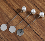 3 Inch Brass Flat Round Tray Pearl  Lapel Pin