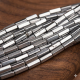 1 String Hematite Beads Hexa Tube Silver 5x3mm