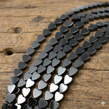 1 String Hematite Heart Shaped Beads Black