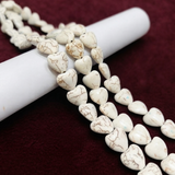 1 String White Howlite Heart Beads