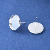 10 Pcs Brass Ear Studs Settings Silver Color Plated Tray 12mm