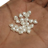 Off White Heart Acrylic Pearl Beads