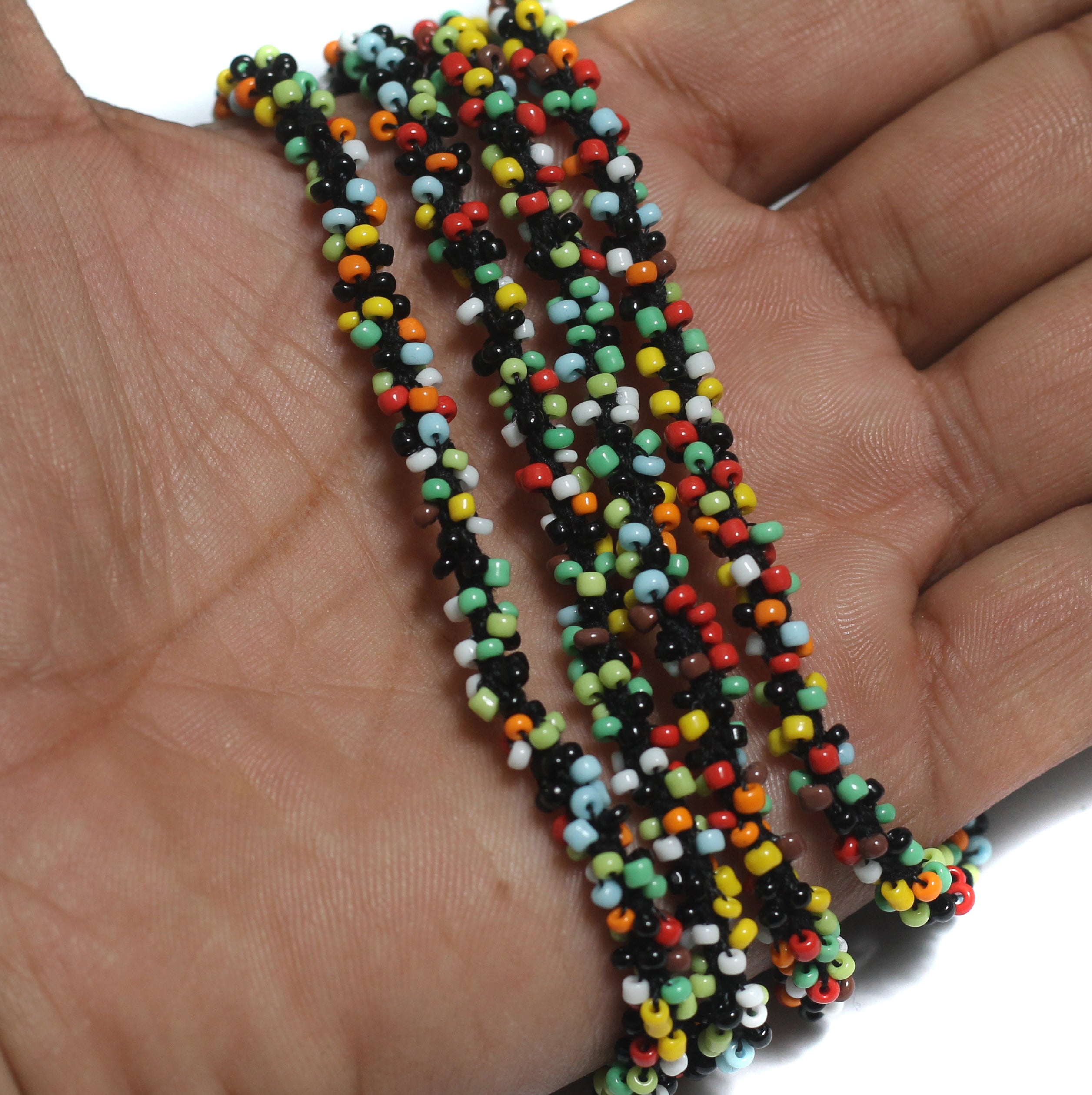 Mtr Opaque Multicolor Seed Bead Beaded String For Necklace MultiColor Glass 11`0