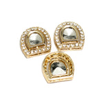 4 Pcs 21x19mm AD Stone Kundan Spacer Connectors Golden