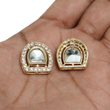 4 Pcs 21x19mm AD Stone Kundan Spacer Connectors Golden