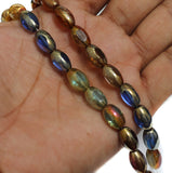 30+ Window Metallic Oval Beads Assorted Rainbow 12x8 mm