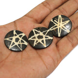10 Pcs Flat Round Bone Pendants 30mm