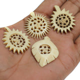 10 Pcs Flower Bone Beads 34x30mm