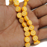 Orange Polymer Clay Fimo Beads 1 String, 10x4mm