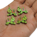 20 Pcs, Wooden Elephant Beads Green
