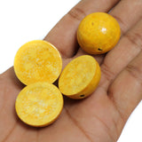 10 Pcs, Wooden Colored Half Lemon Beads Yellow