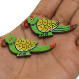10 Pcs, 2 Inches Wooden Colored Parrot Beads Green