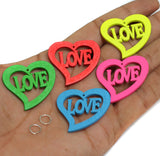 40 Pcs Wooden Love Heart Pendants and Charms Assorted 33x30mm