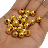 50 Pcs Golden Round Hollow Metal Beads 8x10mm