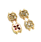 10 Pcs Kundan Spacer Connectors Golden 21x14mm