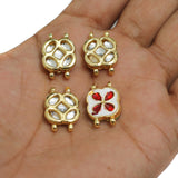 10 Pcs Kundan Spacer Connectors Golden 21x14mm